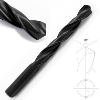 DIN338 एचएसएस ड्रिल बिट्स रेट शंक ब्लैक ऑक्साइड 118 डिग्री बिंदु