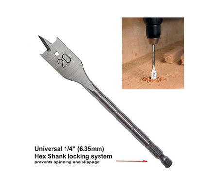 8pc फ्लैट लकड़ी ड्रिल बिट्स सेट हेक्स शांक और विस्तार के साथ