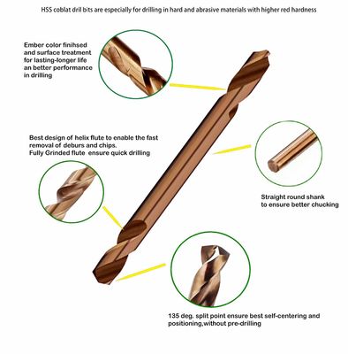 HSS M35 Co5% डबल एंड ड्रिल बिट 135° स्प्लिट पॉइंट
